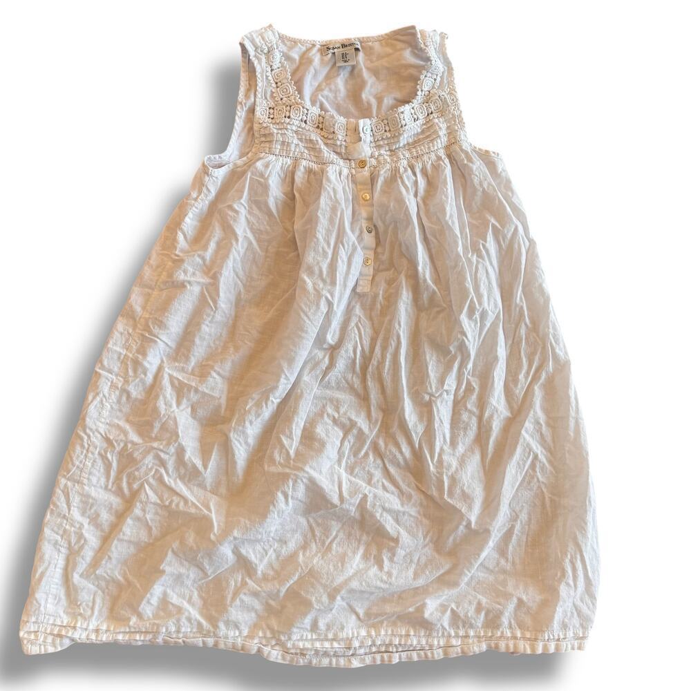 100% cotton white dress cottage core per una doen style lightweight sz S small